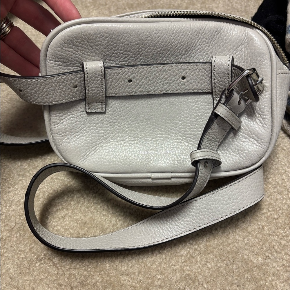 Elegant Gray Leather Crossbody/Fanny Bag